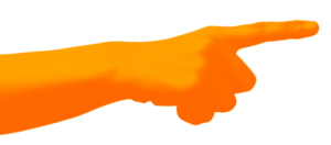 Orange hand silhouette with index finger extended, pointing to the right.