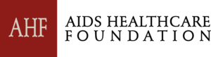 AIDS Healthcare Foundation logo: red vertical panel with 'AHF' beside the words 'AIDS HEALTHCARE FOUNDATION' in black serif type on white background.